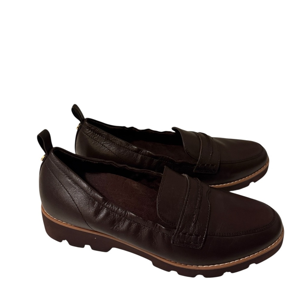 Vionic Cynthia II Dark Brown Leather Penny Loafer Lug Sole Womens Shoes Size 8.5